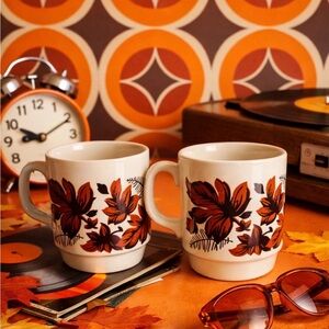 Vintage Biltons England Mugs - 2 Fall Leaf Design